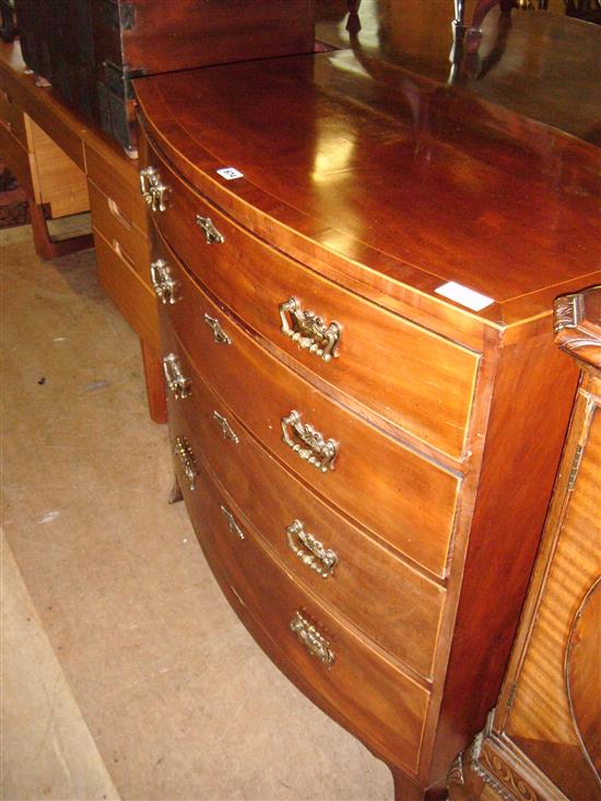 19th Century bow front chest (original label in drawer)